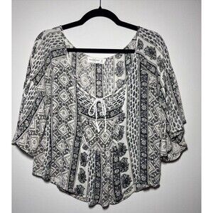 Abercrombie & Fitch Women’s BoHo Shirt Deep V-neck With‎ Ties Size Medium